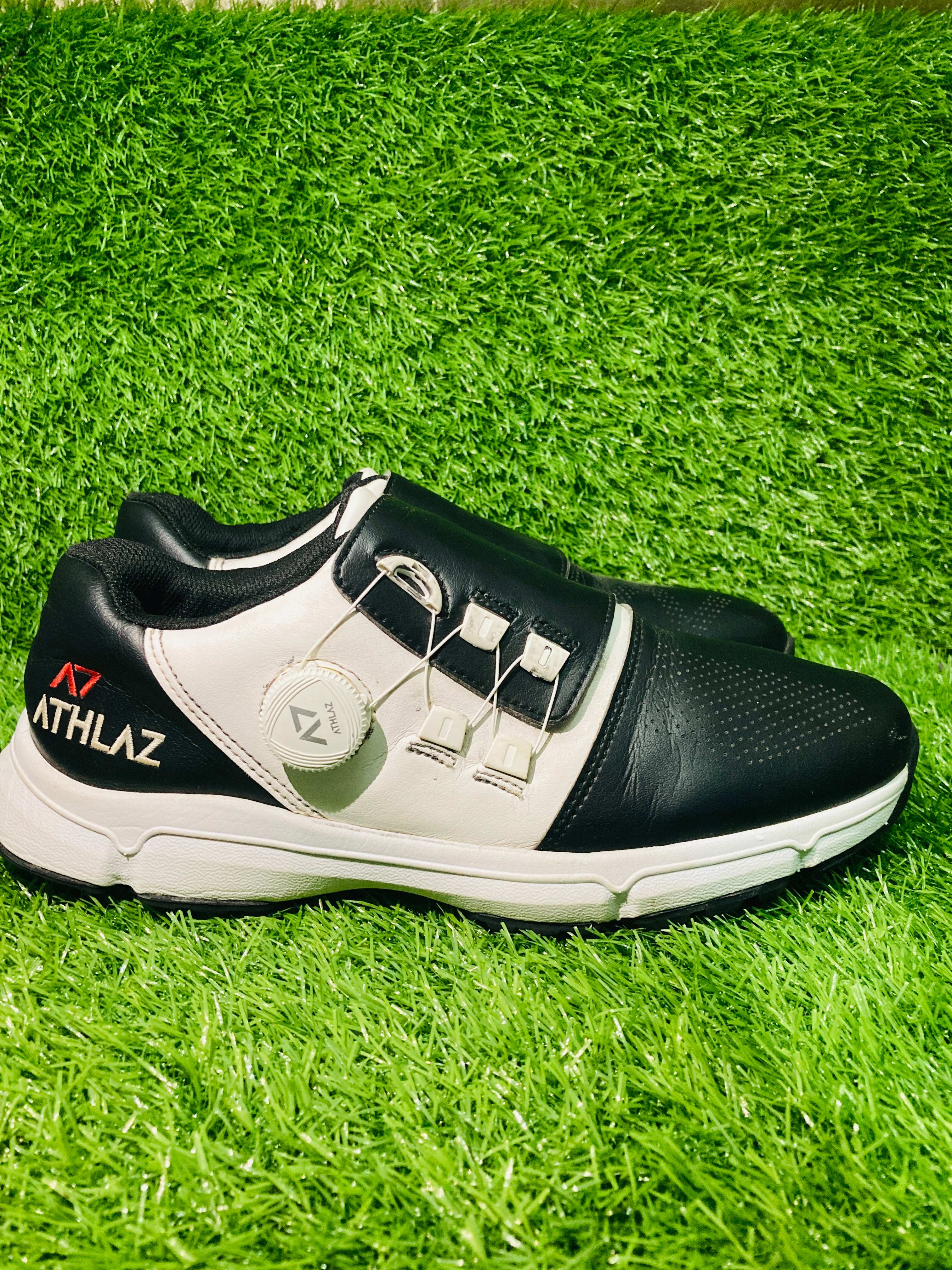 ATHLAZ Dial-System Spikeless Golf & Outdoor Athletic Shoes (Black / Off-White) — view 1