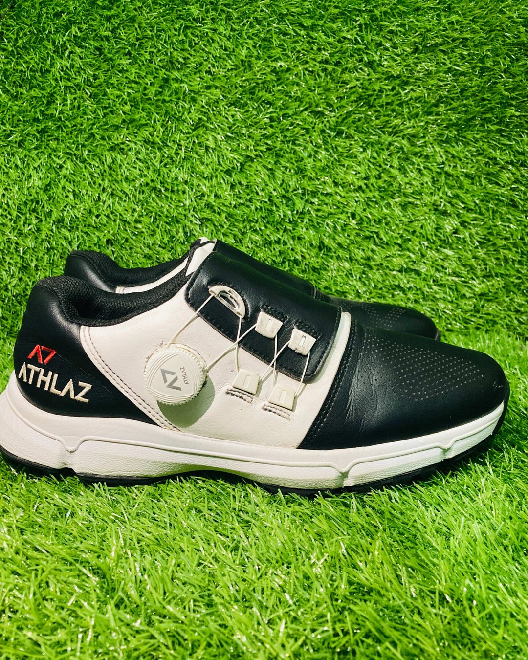 ATHLAZ Dial-System Spikeless Golf & Outdoor Athletic Shoes (Black / Off-White) — view 1